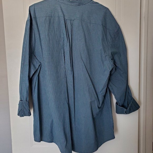 Men's - IZOD Long Sleeve Teal Plaid / Checked Shirt - NWT - Picture 2 of 6